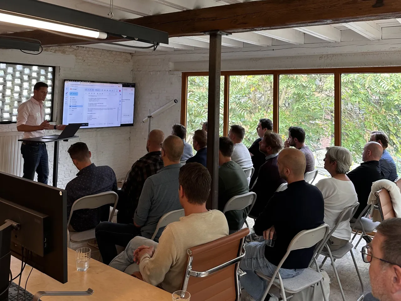 Live demo tijdens de workshop: op het scherm staat een antwoordmail klaar als concept in de mailbox